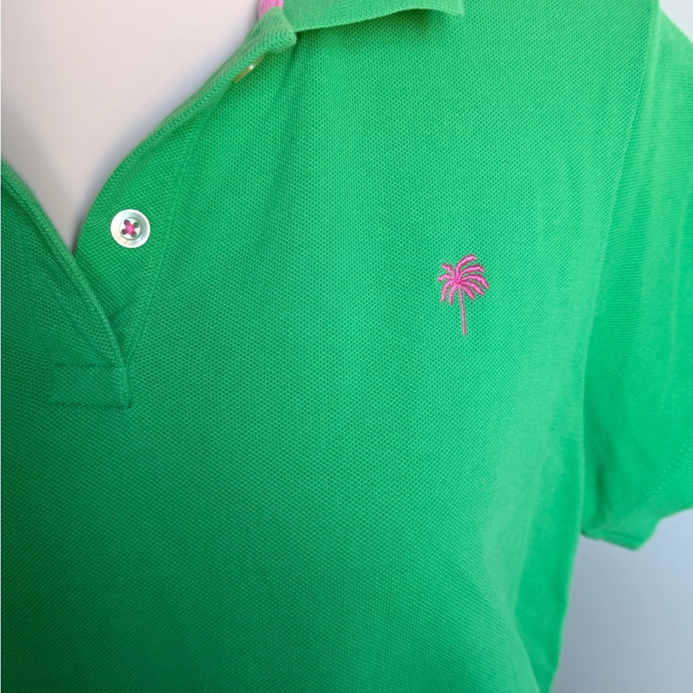 Lilly Pulitzer Soft Green Color Cotton Polo Shirt Cap Sleeve XL - Picture 2 of 8